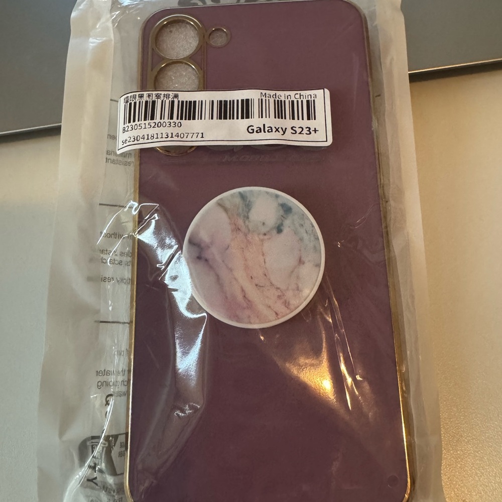 Burgundy iPhone Case with Marble PopSocket and Flexible Silicone